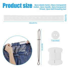 6 Pcs Elastic Waist Tighteners, Adjustable Jean Waist Tightener Inside Waistband Adjuster Elastic for Loose Pants Waist Band Tightener for Women Men Children Pants Waist Belt Adjustment