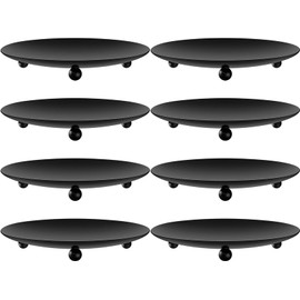 Bgtecho 8PCS Black Candle Holder Iron Plate,Iron Plate Candle Holder,4'' Iron Candle Stand Plate,Decorative Pillar Candle Plate for LED & Wax Candles,Incense Cones,Spa,Weddings,Party