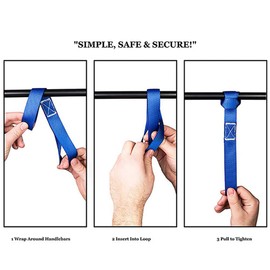 6 Pack Fastening Loops 25x400mm Soft Loop Tie Down Strap Heavy Duty Nylon Tie Down Straps for ATV UTV Motorcycle - Blue