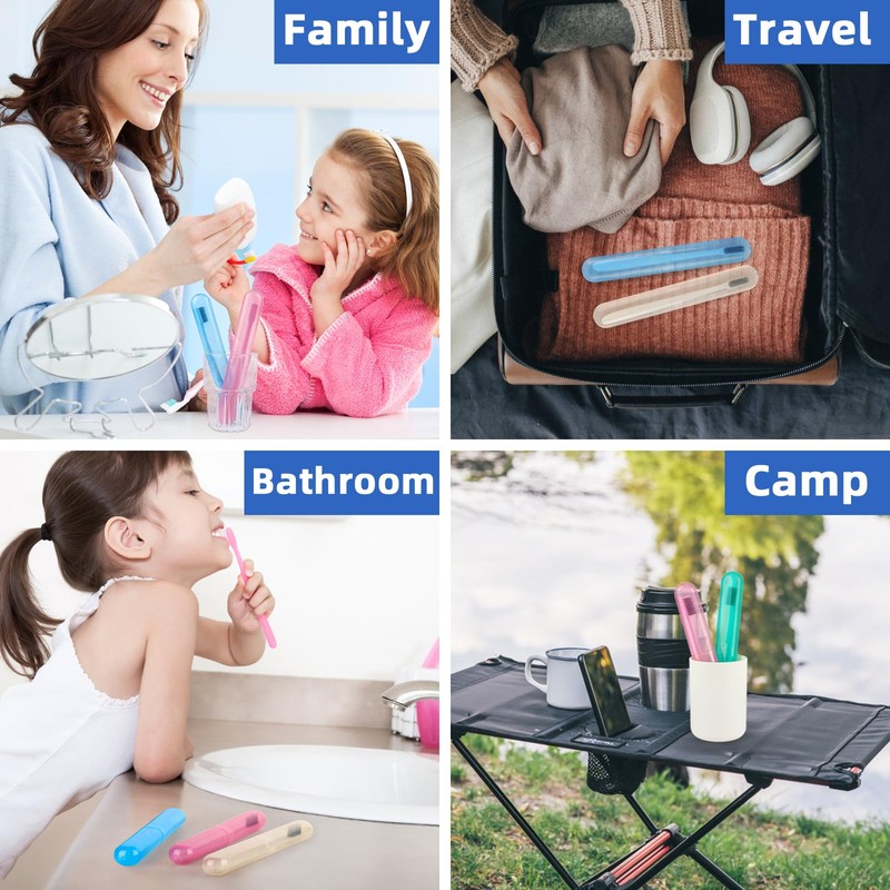 Hooqict 4 Pack Toothbrush Cases Travel Toothbrush Holder Portable Toothbrush