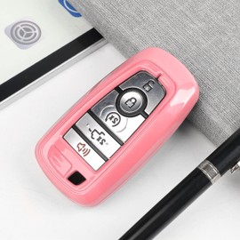 RAZPOY Key Fob Cover Shell, Key Case Cover Holder Protector Compatible with 2018-2026 Ford F-150 Explorer & 2021-2026 Ford Bronco & Bronco Sport, Pink