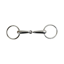 AK Loose Ring Single Jointed Snaffle Hollow Horse Riding Bit AKRS-2636 (4.75'', Silver)
