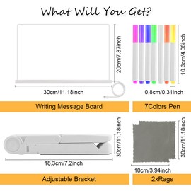 Aohcae Acrylic Dry Erase Board with Light 11.8 X 7.9” Light up Dry Erase Board with Stand as a Glow Memo LED Letter Message Board Note Glass Led Board White Board with 7 Pen for Office School Home