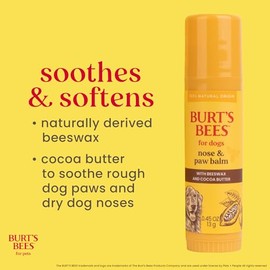 Burt's Bees for Pets Nose and Paw Balm with Beeswax & Cocoa Butter, 100% Natural Origin Dog Paw Pad Balm for Dry Cracked Paws & Noses, pH Balanced, Paraben & Sulfate Free, Made in the USA, 0.45 Oz