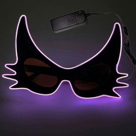MAYTOTE Cat Luminous Glasses, Glow in the Dark Glasses, Cosplay, Costume, LED Glasses, Halloween, Christmas, Party, Birthday, Present, Sunglasses (Purple)