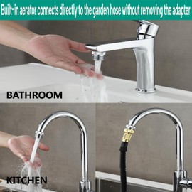 Ceaeso Faucet To Garden Hose Adapter With Aerator,Sink Faucet To Garden Hose Adapter For Bathroom/Kitchen,3/4" GHT Thread Chrome Finished…