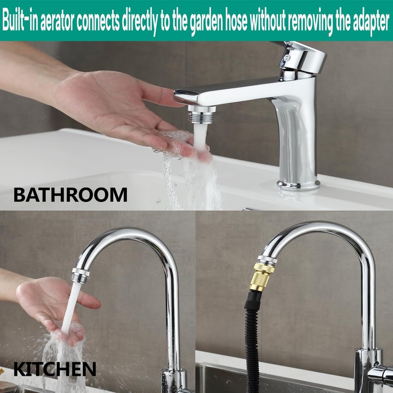 Ceaeso Faucet To Garden Hose Adapter With Aerator,Sink Faucet To
