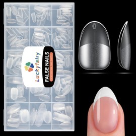 Oval Round Nail Tips Short Full Matte Almond 240pcs Easiest Acrylic Nail Tips for DIY Nail Art Salon, Luckyfairty Short Oval Nails, 15 Sizes