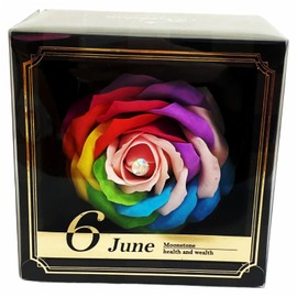 Q-FLA (Q-FLA) Soap Flower 1 Bloom Birthday Rainbow June Birthstone Moonstone Rainbow One Bloom Box Gift 774058