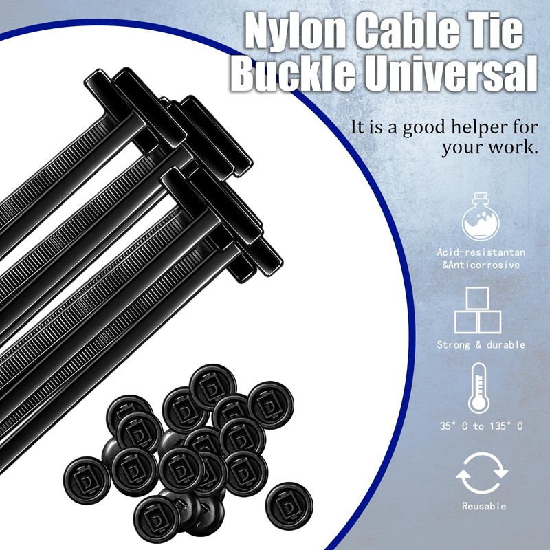 Pack of 200 Reusable Cable Ties, Quick Black Small, Nylon