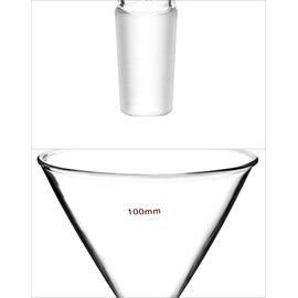 QWORK Glass Jointed Short Stem Powder Funnel Filter Funnel with 100mm Top O.D and 24/40 Inner Joint for lab, 2 Pack