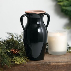 Sullivans Modern Vase with Handles, Modern Home Decor, Flower Vase, Ceramic Vases for Your Living Room, Home Office, and Kitchen, Minimalist Shelf Decor, Vases for Real or Fake Flowers (CM3121) Black