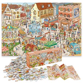 Puzzles for Adults 1000 Pieces, MOMIBOOK Jigsaw Puzzles of Vintage Village Town, Painting Image 75x50cm(29.5"x19.7") Toys & Game Puzzle, White Elephant Gifts for Adults, Christmas Puzzle Funny Gifts