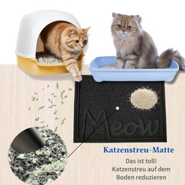 JanYoo Cat Litter Mat, 40 x 30 cm, PVC Waterproof Cat Mat, Cat Litter Tray with Non-Slip, Cat Litter Tray for Litter Catcher, Urine Waterproof (Black)
