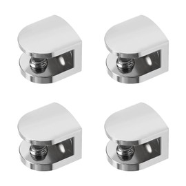 Pack of 4 Glass Holders, Stainless Steel, Adjustable Glass Clamp, Zinc Alloy Glass Holder, Clamp Fixing Glass Holder for 8-10 mm Thick Glass, Shelf Bracket for Bathroom, Living Room, Hotel