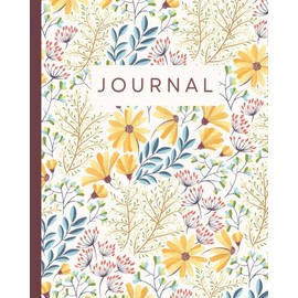 Floral Journal: Elegant Trendy Aesthetic Flower Notebook. Perfect for writing, doodling, drawing, taking notes. Gift to women, teens, students, girls, ... ruled lines, 8 x 10 inches, 100 pages.