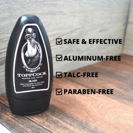 Classic ToppCock Silver Leave-On Hygiene Gel for Man Parts, 90ml Odor Neutralizer, Male Care Moisturizing Body Hygiene