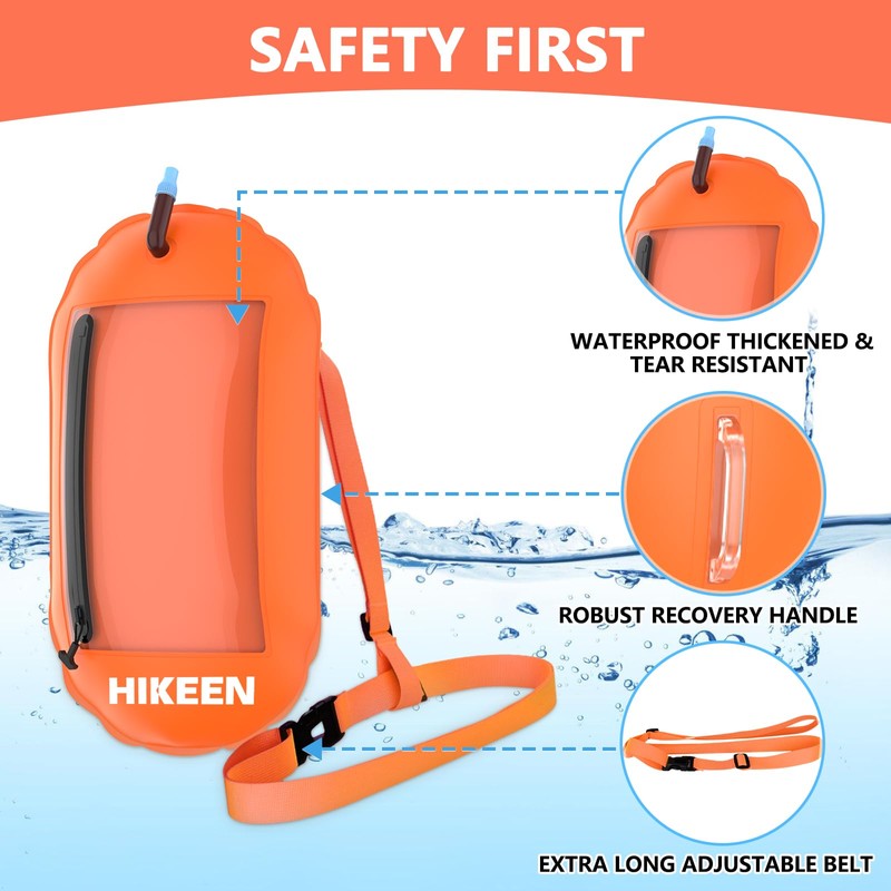 BOOSTEADY Swim Buoy-Waterproof Touchscreen Storage Space, Swim Buoy/Adjustable Waist Belt