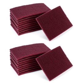QWORK Nylon Fiber Hand Pads - 20 Piece, 6" x 9", Reusable & Durable, 7447 Polishing Pads, Scuff Pads, Fine Grade, for Auto Body, Woodworking, Metalworking, and Kitchen Applications, Maroon