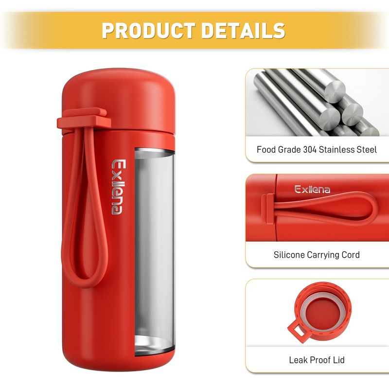 Exllena Small Flask 150ml Made of 304 Stainless Steel, Double