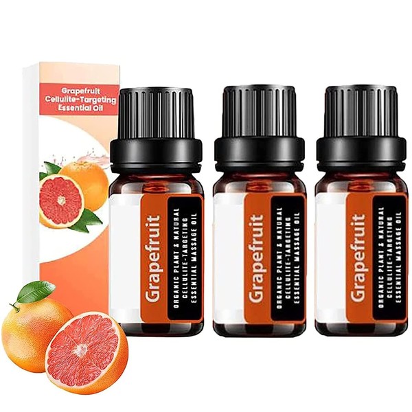 CIEVOO 3Pcs Grapefruit Cellulite-Targeting Essential Oil for Body,Grapefruit Essential Oil