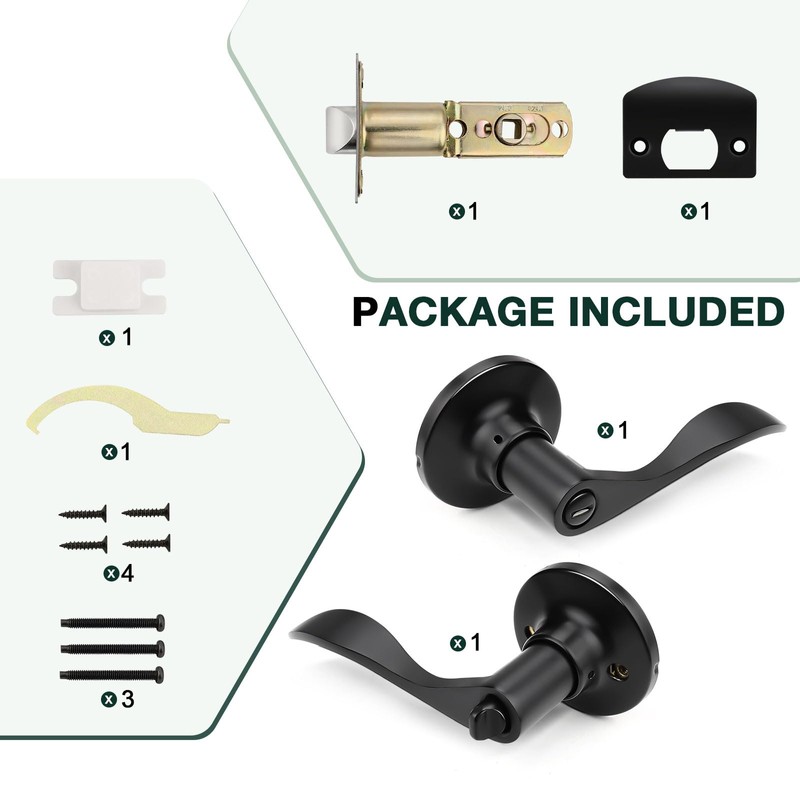 GOBEKOR 10 Pack Matte Black Privacy Door Levers Bedroom Door