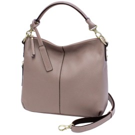 Lime Made in Japan L1801 Women's Genuine Leather Shoulder Bag, 2-Way Handbag, Leather, Made in Japan, Zip, Shrink, lavender