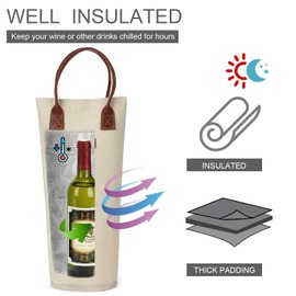 Single Bottle Insulated Wine Tote, 1 Bottle Wine Carrier Bag Padded Wine Cooler Perfect Wine Lover's or Wedding Gift-White
