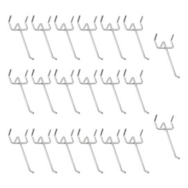 Leliafleury 20PCS Pegboard Hooks 10 x 3.2cm Metal Peg Board Hooks for Retail Store Supermarket Kitchen Home, Silver