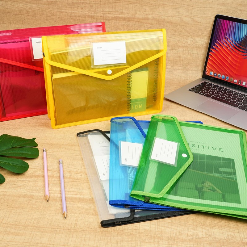 Vicloon Clear Pocket Documents, Pack of 5 Document Wallets, A4