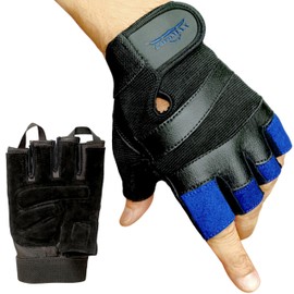 Weight Lifting Gloves Gym Gloves for Training, Fitness, Workout, Crossfit Exercise, cycling Leather Padded for Extra Grip Full Palm Protection, Breathable Anti Slip for men and women (Blue, X-Large)