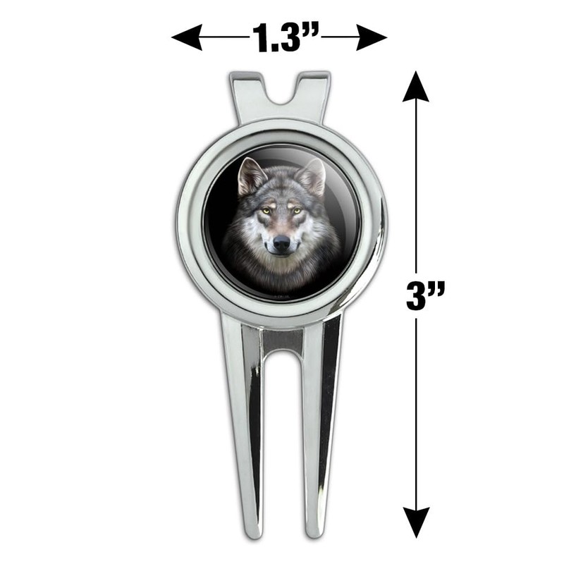 Grey Wolf Head Golf Divot Repair Tool and Ball Marker