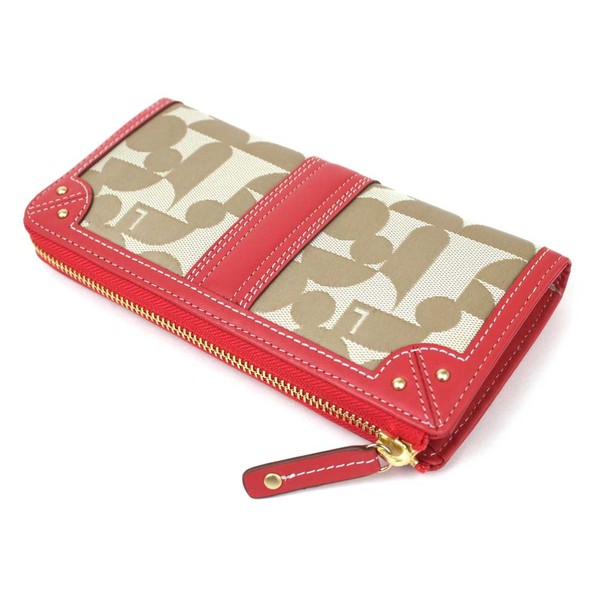 ELLE 5435609 Cheryl 2 L-shaped Zipper Long Wallet (Coral Pink
