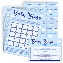 Baby Shower Bingo - Neutral Unisex/Boy/Girl - 20 Players - Perfect Party Game! (Blue)