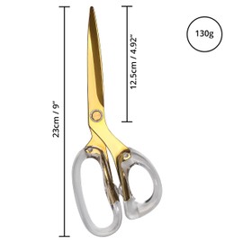 Belle Vous Multi-Purpose Scissors Gold Stainless Steel - 23 cm Total Length - Soft, Comfortable Grip & Sharp Blades - Scissors Office, Home & Scissors School - Craft Scissors Adults for Art & Sewing