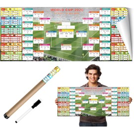 Extra Large 2026 International Soccer Tournament Schedule Poster - 43.31" x 17.72" Waterproof PP Dry Erase Wall Chart with Knockout Bracket & Group Stage Tracker for Home,