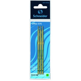 Schneider Office 575 Ballpoint Pen Refill, Indelible, M, Green, Pack of 3