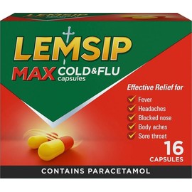Lemsip Max Cold & Flu Lemon Capsules, 16 Capsules