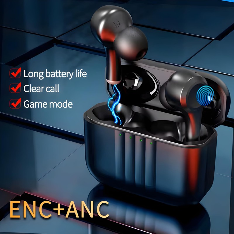 ANC/ENC Noise Cancelling Wireless Earbuds Bluetooth 5.2 Earphone Microphone Stereo