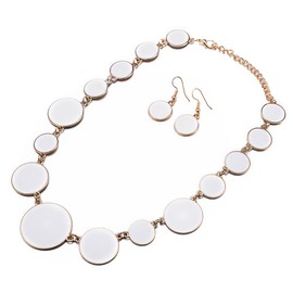DL DiLiCa Women Statement Necklace and Earring Set Charm Costume Choker Novelty Enamel Jewelry Set White