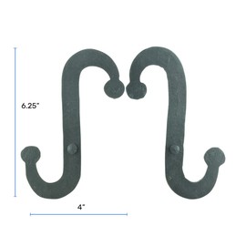 Renovators Supply Manufacturing Black Shutter Dogs 6.25" S Shaped Wrought Iron Shutter Dogs with Mounting Hardware Pack of 2