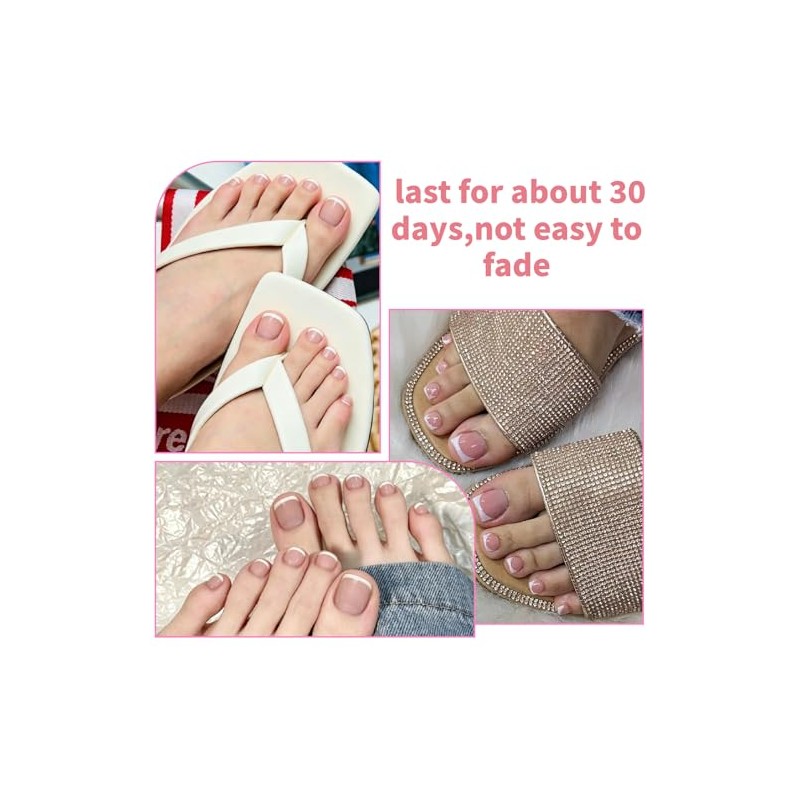Uñas postizas francesas para los pies - 120 piezas de