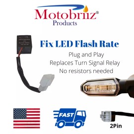 Motobriiz LED Motorcycle Turn Signal Relay - 2 pin - Plug and Play to Fix Your Flash Rate