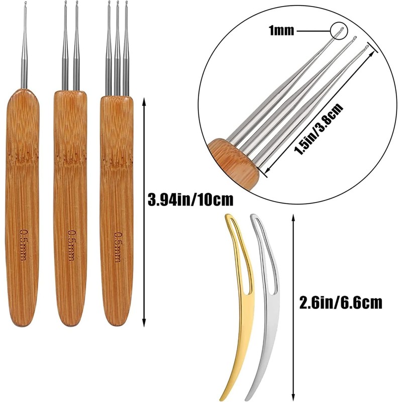 5 Pieces Dreadlock Crochet Hook Tool Kit Braid Hair Dreadlocks