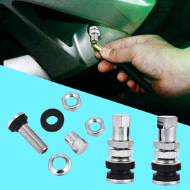 Tire Valve Short Stems, 10pcs TR161 Metal Car Truck Motorcycle Bolt In Tire Tyre Valve Short Stems with Dust Cap for ATV Lawn Mowers GoKarts Boat Trailers Motorcycles