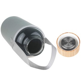 Ferexer 48 oz Sports Borosilicate Glass Water Bottle with Bamboo Lid with Neoprene Sleeve