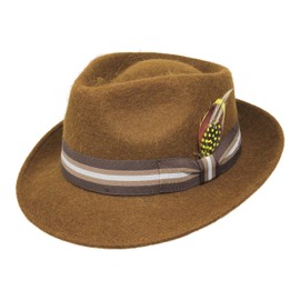 Borges & Scott Alpaca Doyle - Teardrop Fedora Hat - Premium Alpaca Wool Felt - Crushable for Travel - Water Resistant - Unisex - Brown 54cm