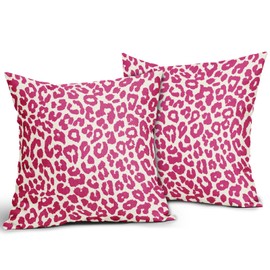 Aytipun Hot Pink Leopard Print Pillow Covers 18x18 Set of 2 Cheetah Animal Pattern Chinoiserie Decorative Outdoor Pillowcases Rustic Farmhouse Zipper Throw Cushion Case Decor for Home Couch Sofa Bed