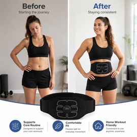 EMS Abdominal Toning Belt for Home Fitness – USB Rechargeable Massager for Core Training Support