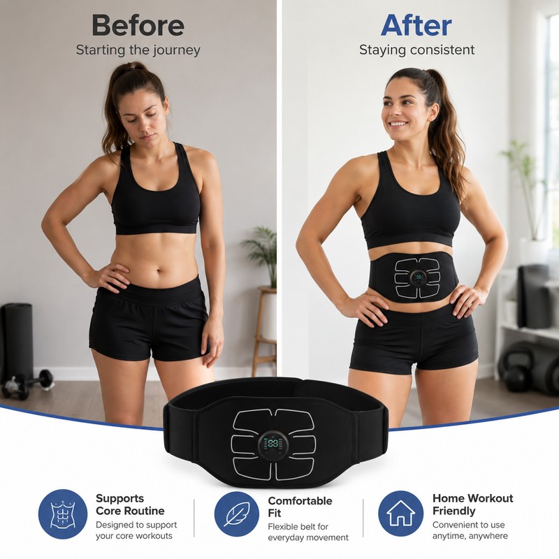 EMS Abdominal Toning Belt for Home Fitness – USB Rechargeable